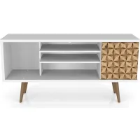 Liberty 53" TV Stand in White and 3D Brown Prints by Manhattan Comfort