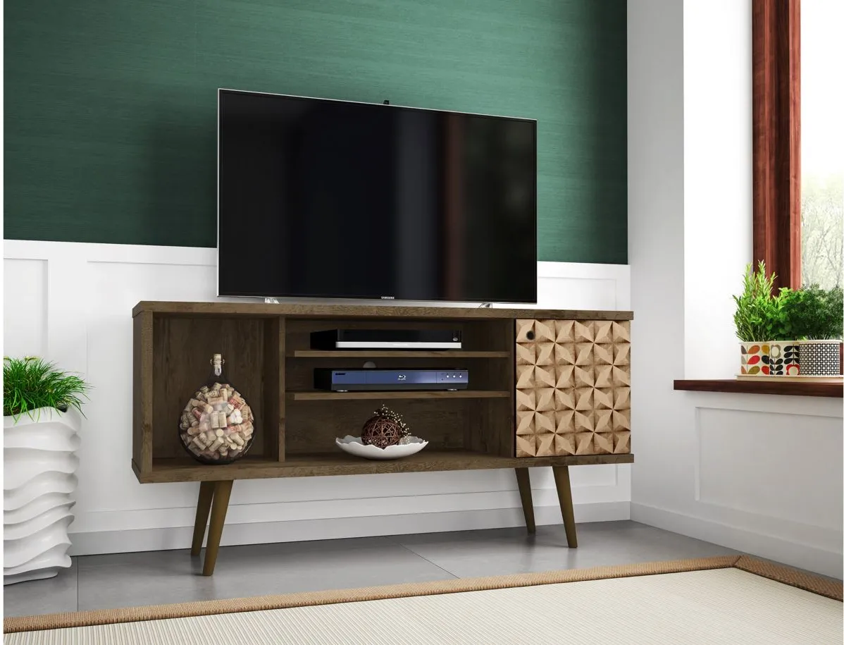 Liberty 53" TV Stand in Rustic Brown and 3D Brown Prints by Manhattan Comfort