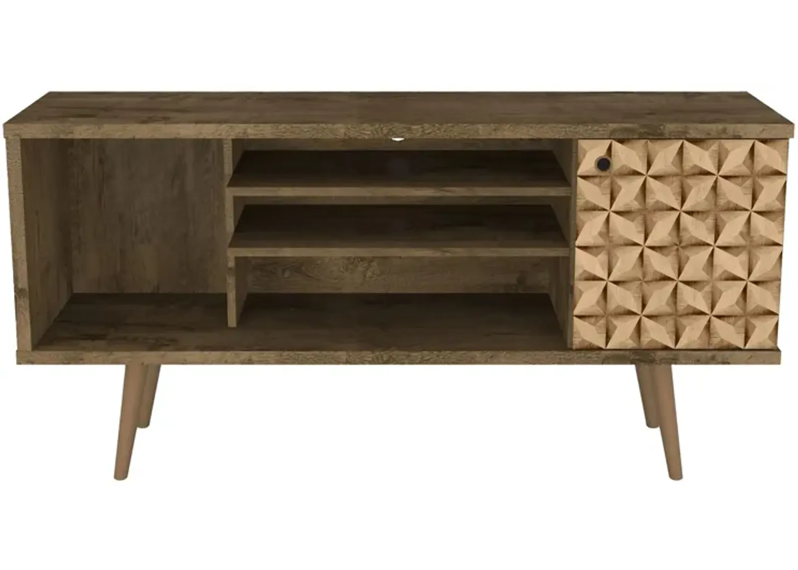 Liberty 53" TV Stand in Rustic Brown and 3D Brown Prints by Manhattan Comfort