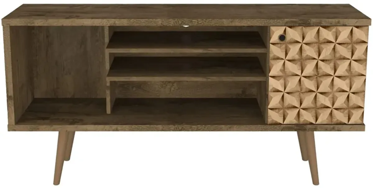 Liberty 53" TV Stand in Rustic Brown and 3D Brown Prints by Manhattan Comfort