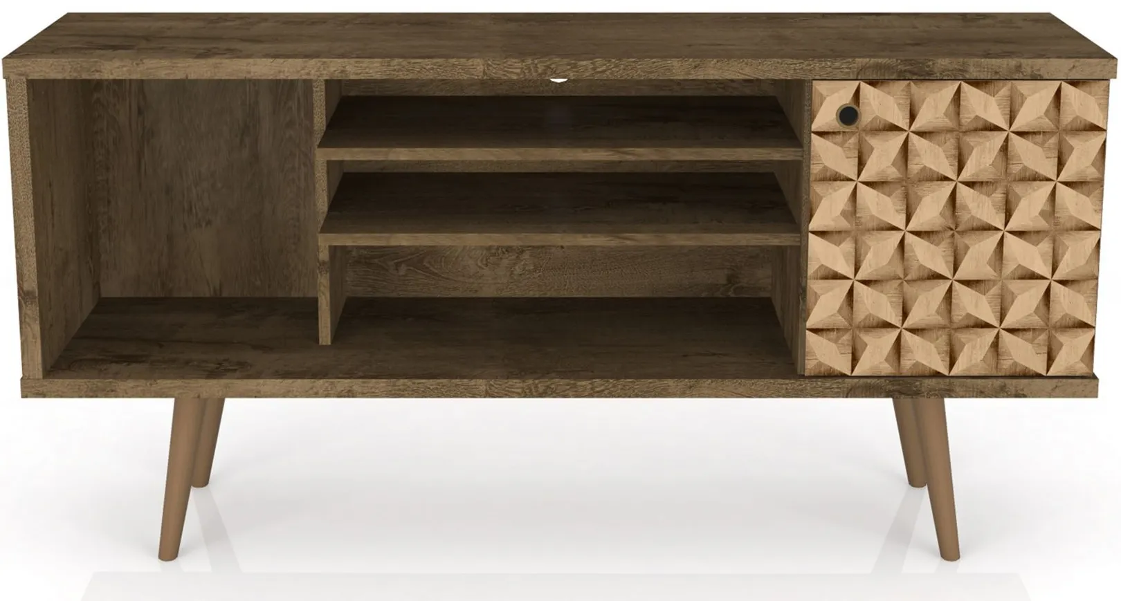 Liberty 53" TV Stand in Rustic Brown and 3D Brown Prints by Manhattan Comfort