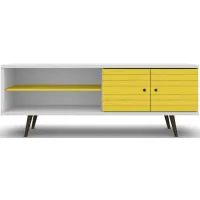 Liberty 63" TV Stand in White and Yellow by Manhattan Comfort