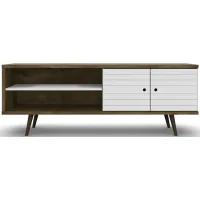 Liberty 63" TV Stand in Rustic Brown and White by Manhattan Comfort