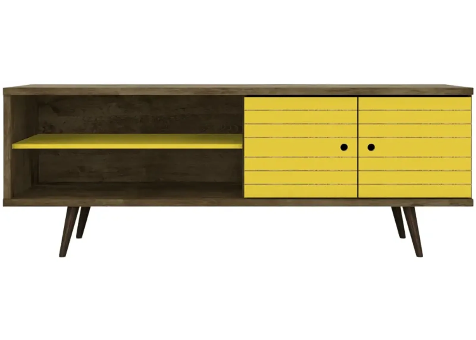 Liberty 63" TV Stand in Rustic Brown and Yellow by Manhattan Comfort