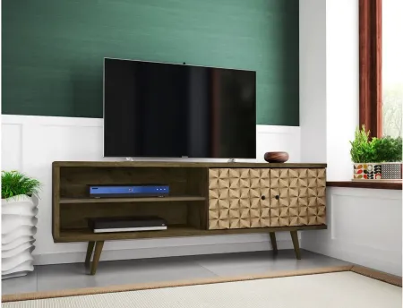Liberty 63" TV Stand in Rustic Brown and 3D Brown Prints by Manhattan Comfort