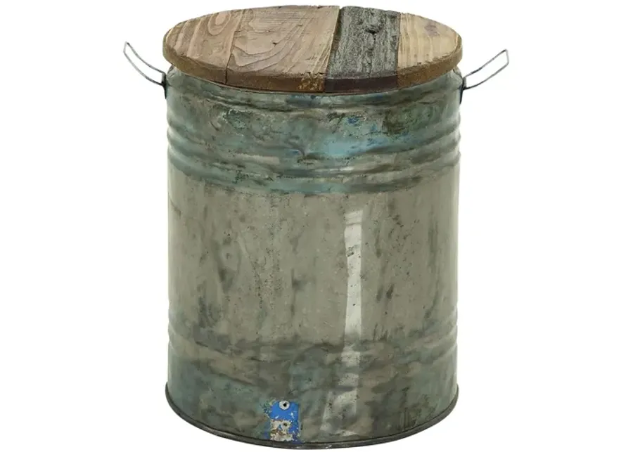 Ivy Collection Barrel Accent Table in Gray by UMA Enterprises