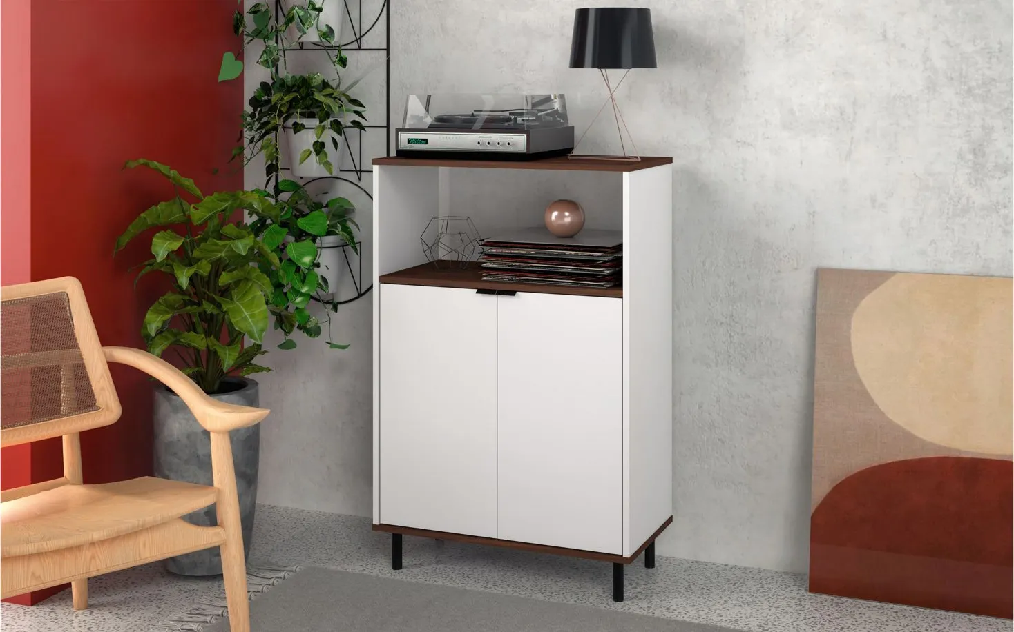 Mosholu Accent Cabinet in White and Nut Brown by Manhattan Comfort