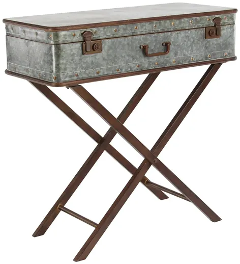 Ivy Collection Suitcase Accent Table in Gray by UMA Enterprises