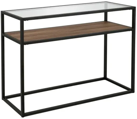Addison Rustic Oak Rectangular Console Table in Blackened Bronze by Hudson & Canal