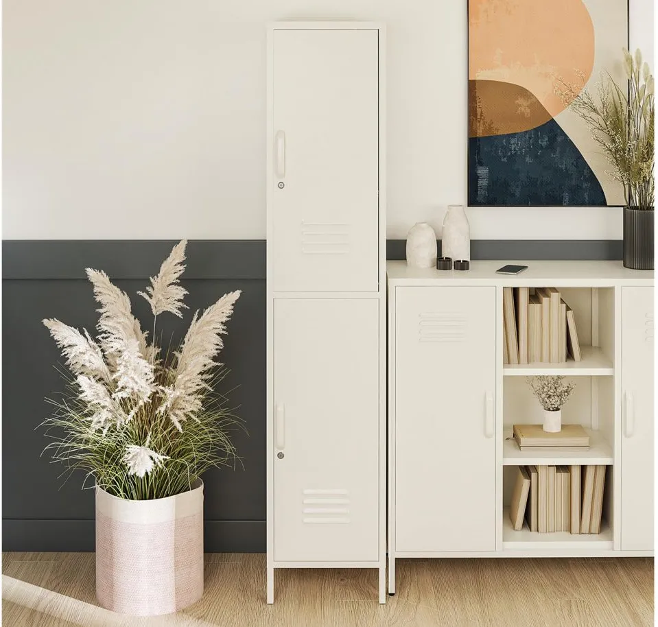 Mission District Metal Tall Locker Cabinet in White by DOREL HOME FURNISHINGS