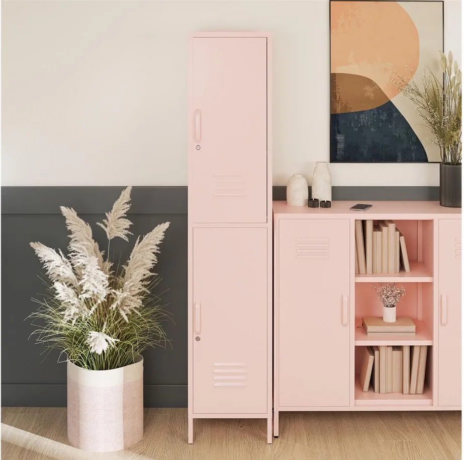 Mission District Metal Tall Locker Cabinet in Pale Pink by DOREL HOME FURNISHINGS