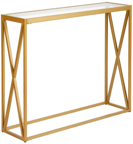 Arlo Rectangular Console Table in Brass by Hudson & Canal
