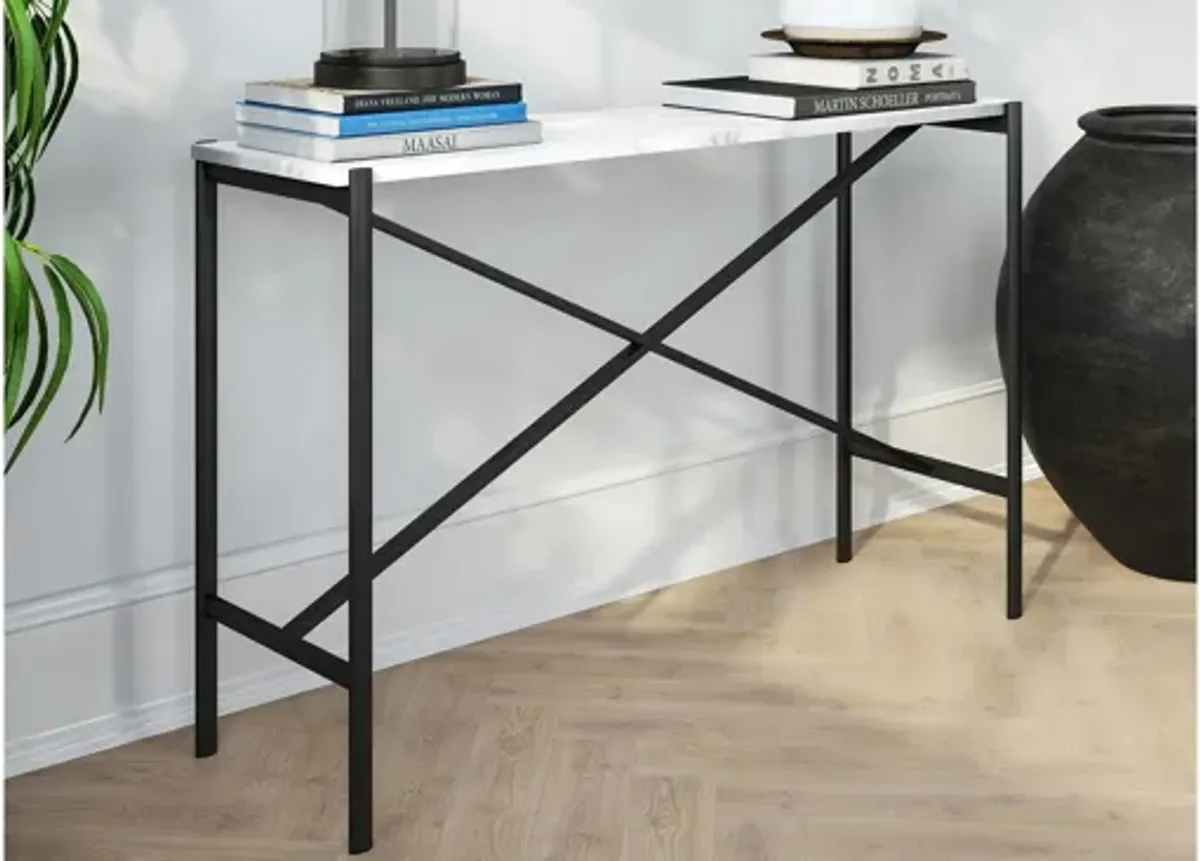 Braxton Rectangular Console Table with Faux Marble Top