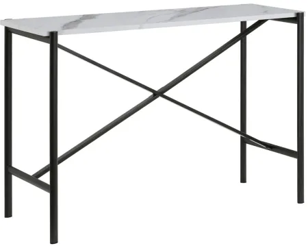 Braxton Rectangular Console Table with Faux Marble Top in Blackened Bronze by Hudson & Canal