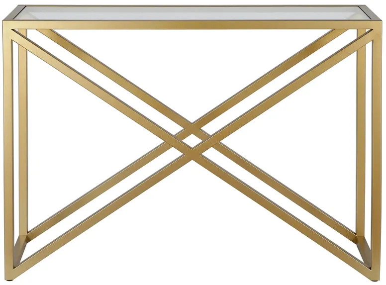 Calix Rectangular Console Table in Brass by Hudson & Canal