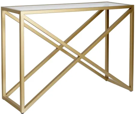 Calix Rectangular Console Table in Brass by Hudson & Canal