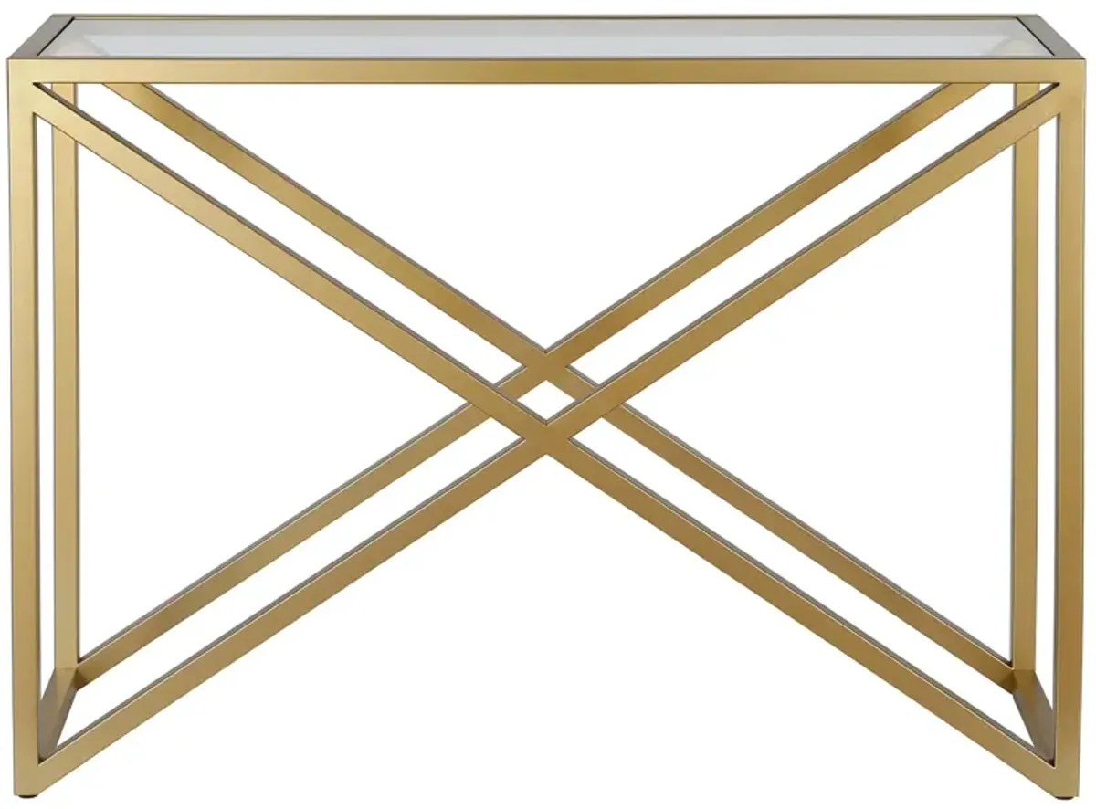 Calix Rectangular Console Table in Brass by Hudson & Canal