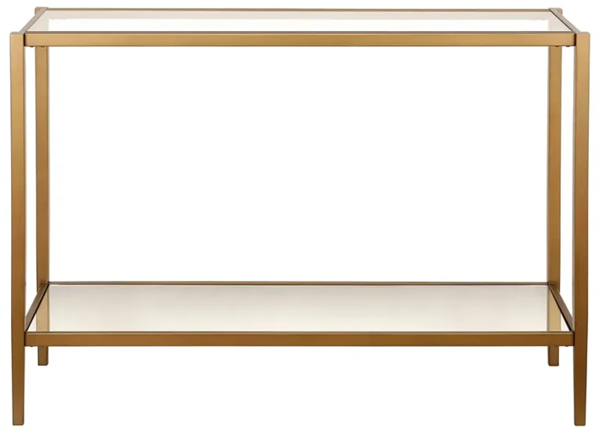 Hera Rectangular Mirrored Console Table in Brass by Hudson & Canal