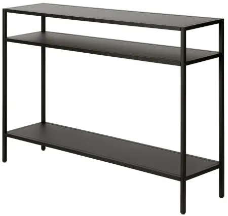 Ricardo Rectangular Console Table with Metal Shelves in Blackened Bronze by Hudson & Canal