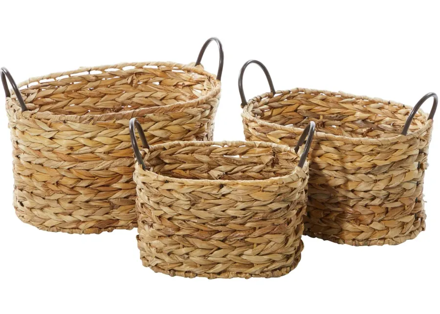 Ivy Collection Streisand Storage Basket - Set of 3 in Brown by UMA Enterprises