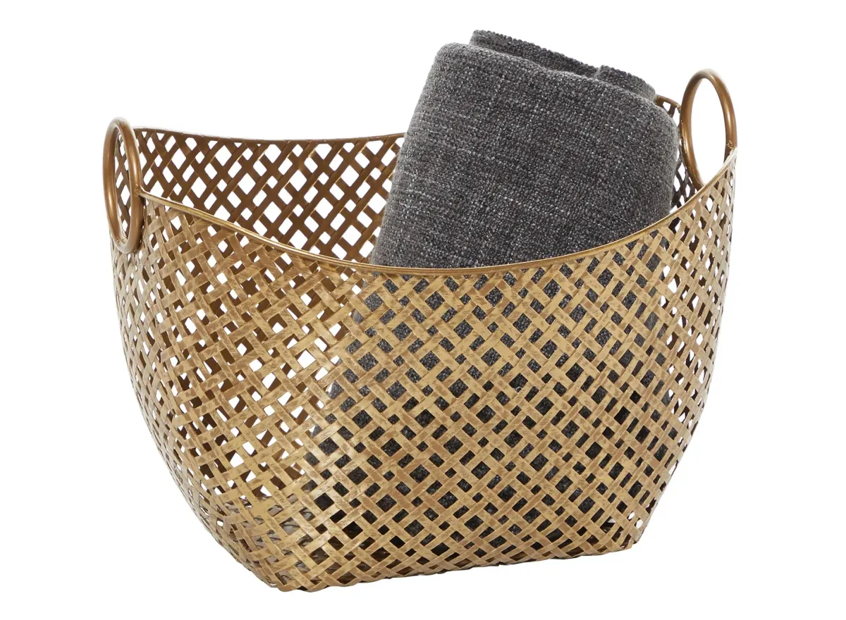 Ivy Collection Storage Basket in Gold by UMA Enterprises