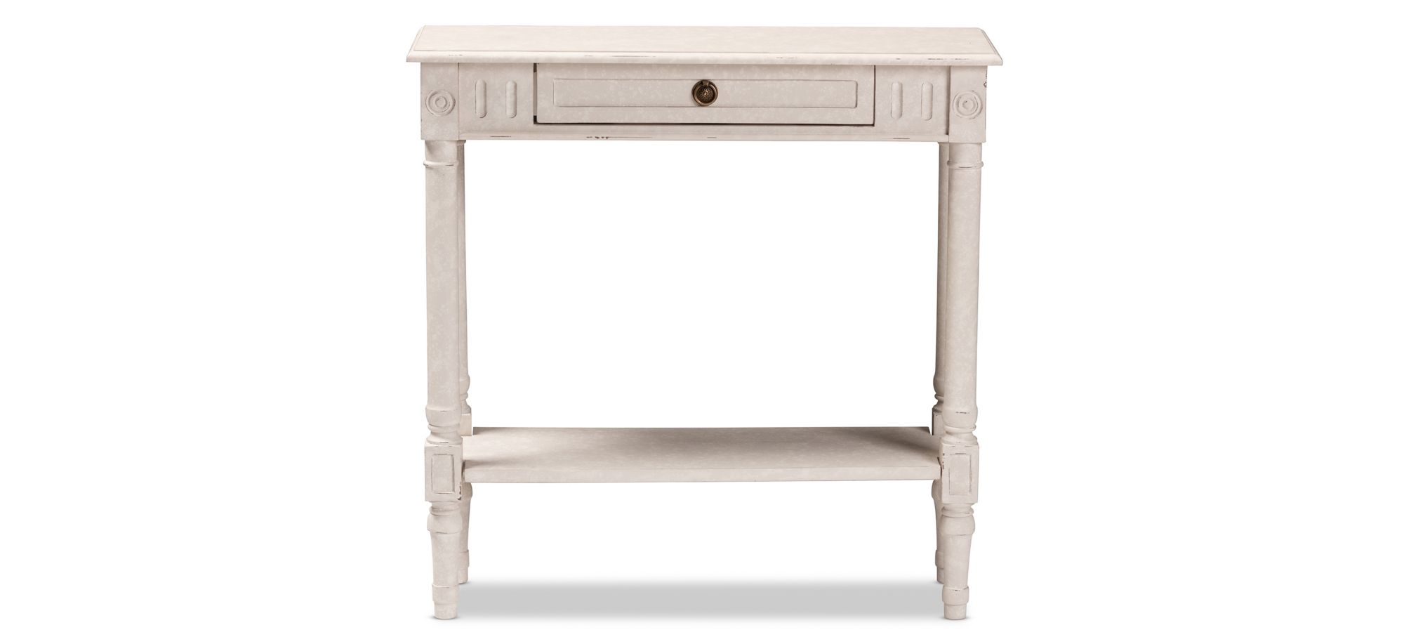 Ariella 1-Drawer Console Table in Whitewashed by Wholesale Interiors