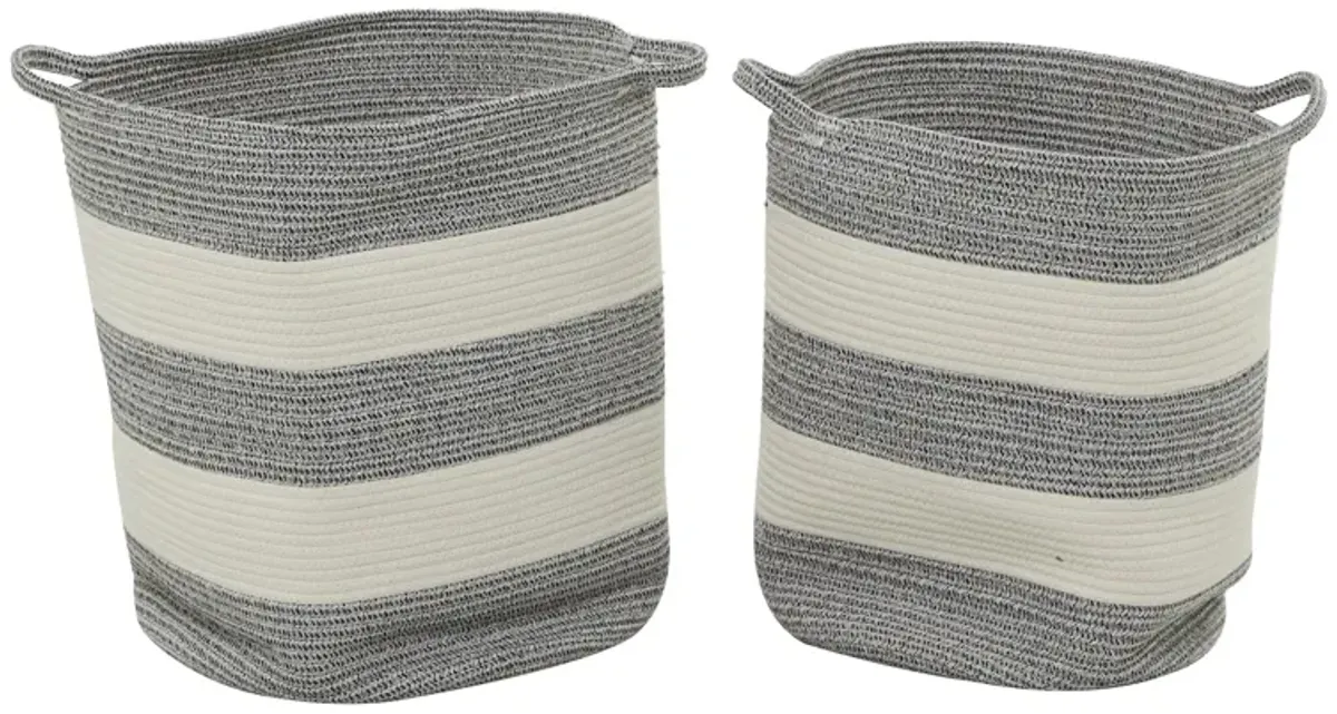 Ivy Collection Striped Storage Basket - Set of 2