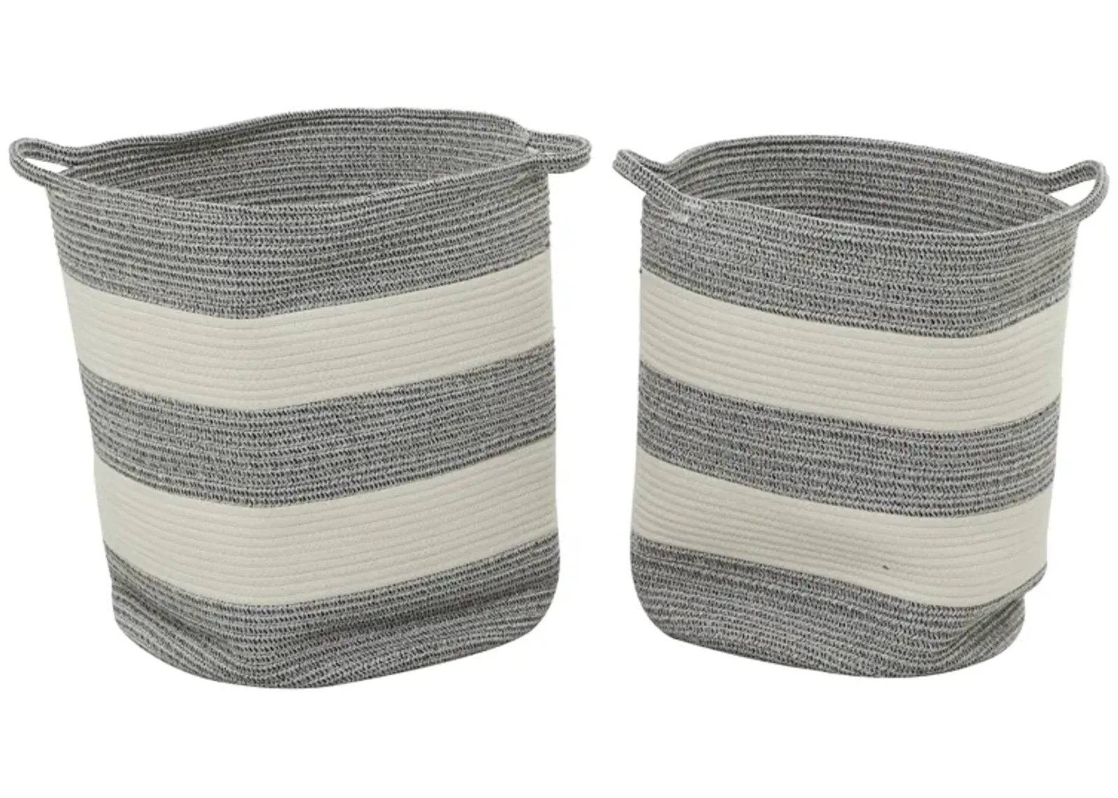 Ivy Collection Striped Storage Basket - Set of 2 in Gray by UMA Enterprises