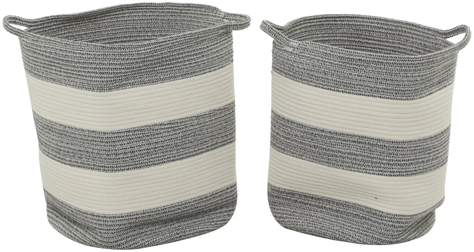 Ivy Collection Striped Storage Basket - Set of 2 in Gray by UMA Enterprises