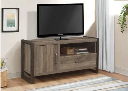 Griffin 51" TV Console in 2-Tone Finish (Brown and gunmetal) by Homelegance