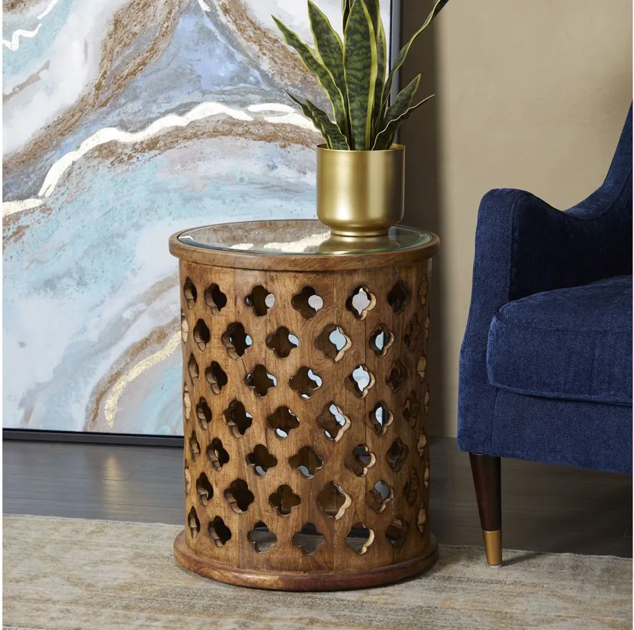 Ivy Collection Wicker Accent Table in Brown by UMA Enterprises