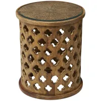Ivy Collection Wicker Accent Table in Brown by UMA Enterprises