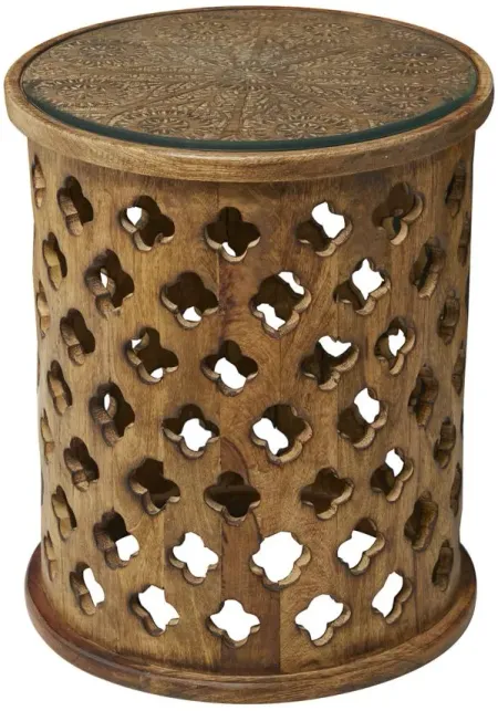 Ivy Collection Wicker Accent Table in Brown by UMA Enterprises