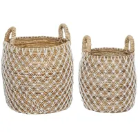 Ivy Collection Storage Basket Set of 2 in Brown by UMA Enterprises