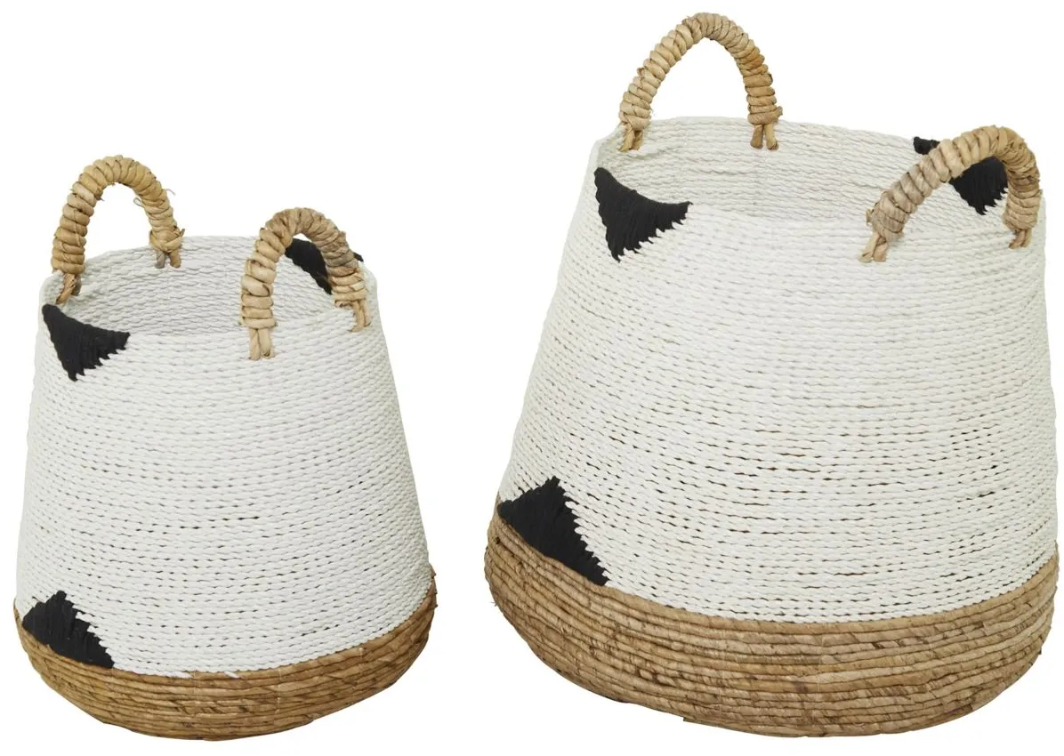 Ivy Collection Casey Basket - Set of 2 in White by UMA Enterprises