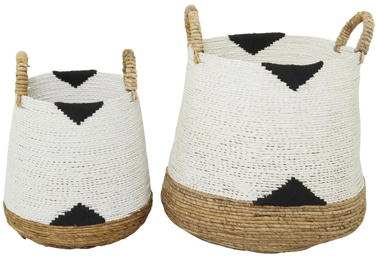 Ivy Collection Casey Basket - Set of 2 in White by UMA Enterprises