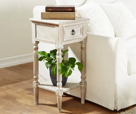 Ivy Collection Side Accent Table in White by UMA Enterprises