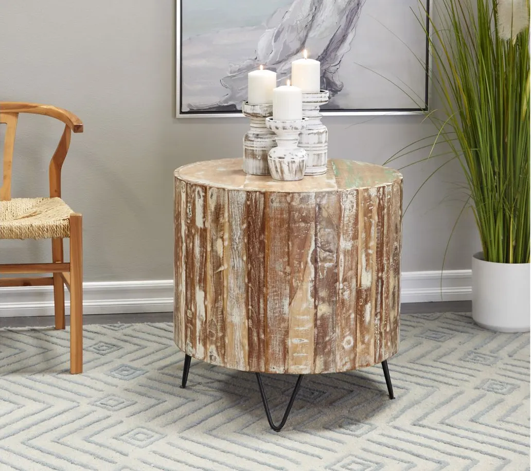 Ivy Collection Stump Accent Table in Brown by UMA Enterprises