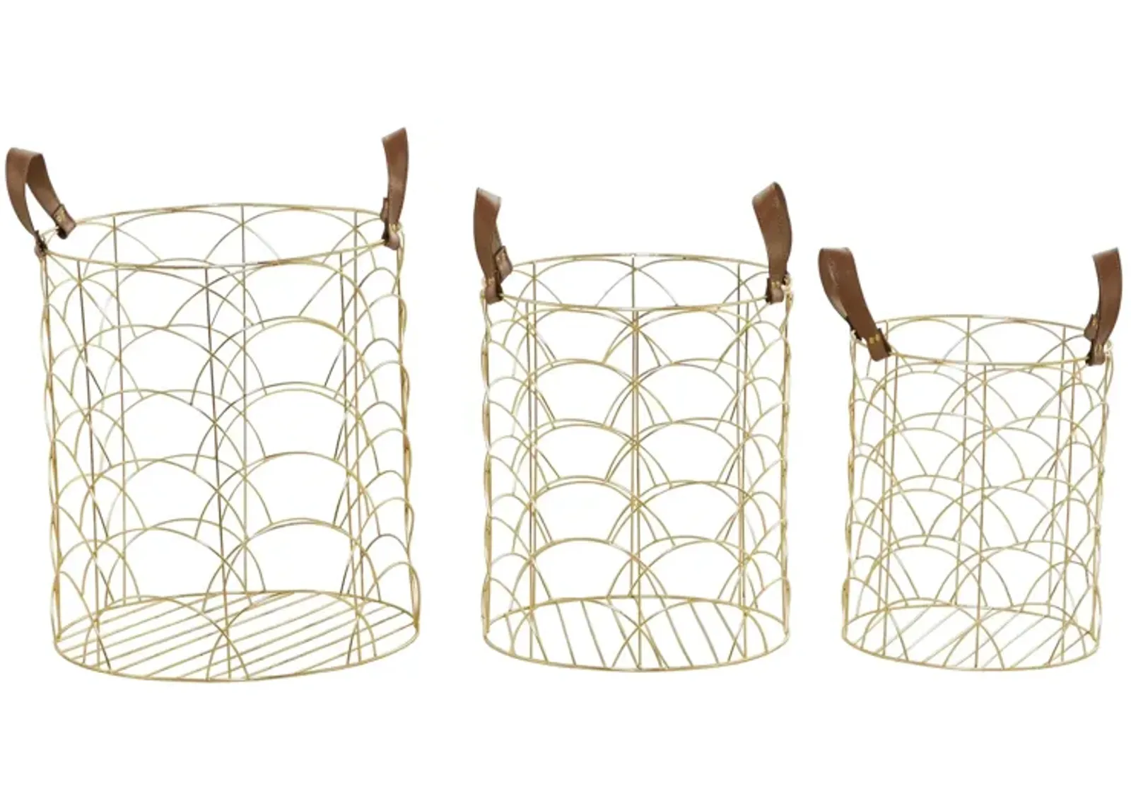 Ivy Collection Sainsbury Basket - Set of 3 in Gold by UMA Enterprises