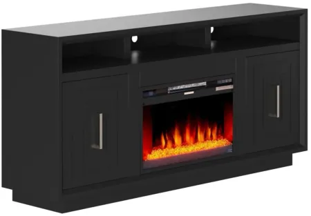 Sunset 68" Fireplace Console in Seal Skin Black by Legends Furniture