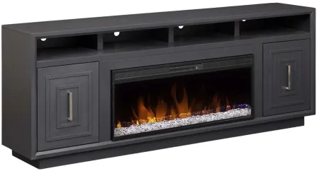 Sunset 84" Fireplace Console in Seal Skin Black by Legends Furniture