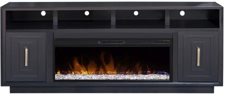 Sunset 84" Fireplace Console in Seal Skin Black by Legends Furniture