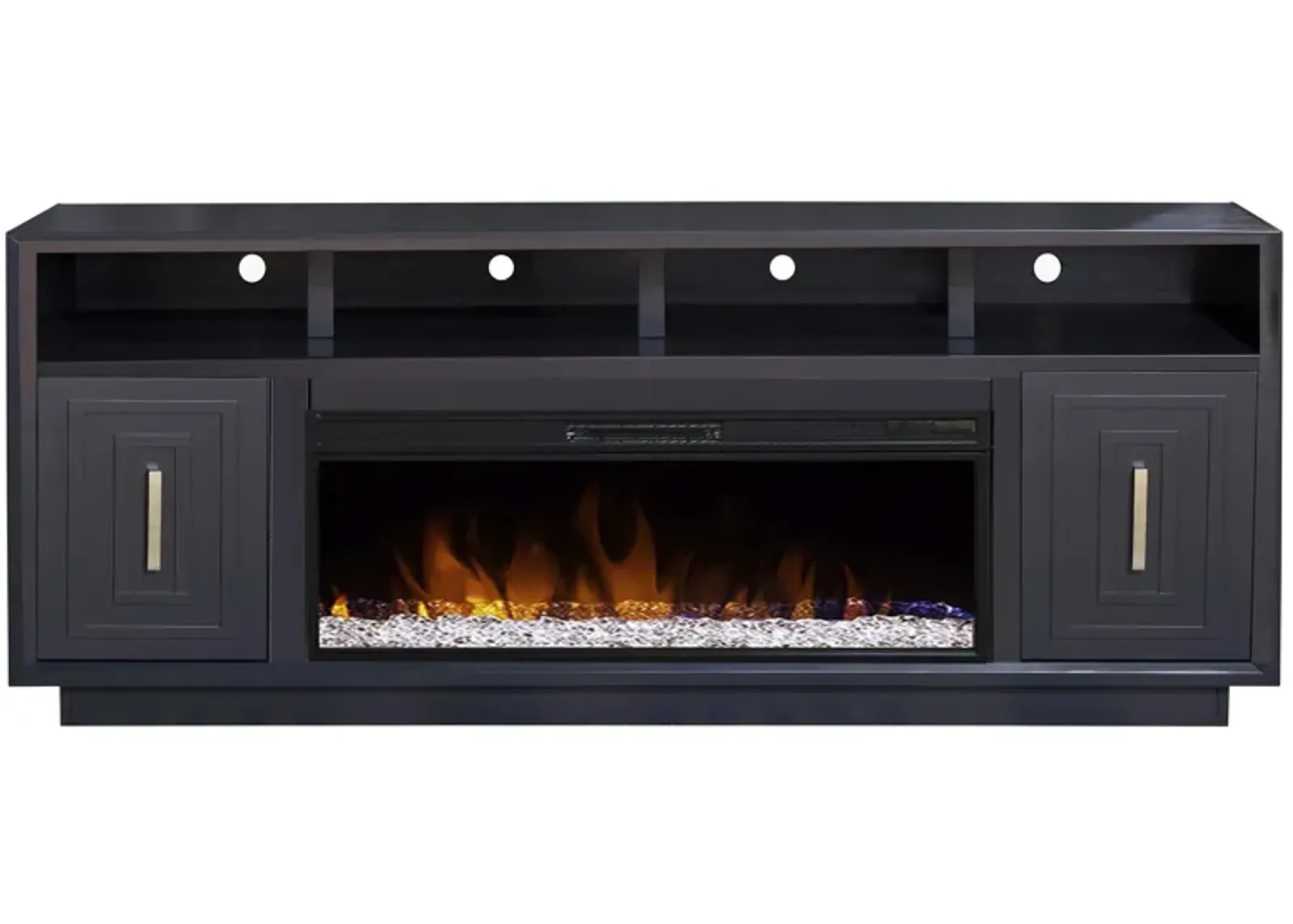 Sunset 84" Fireplace Console in Seal Skin Black by Legends Furniture