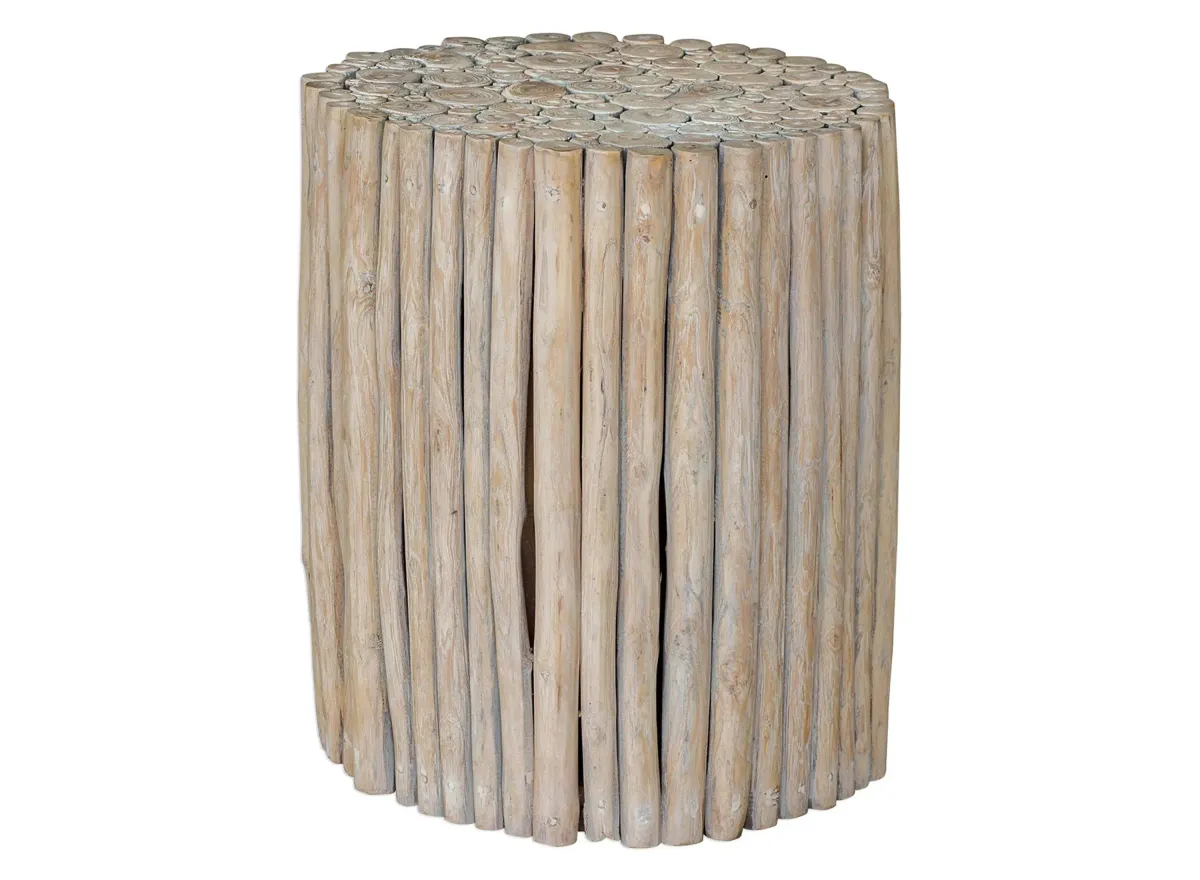 Tectona End Table in Ivory / oatmeal wash by Uttermost