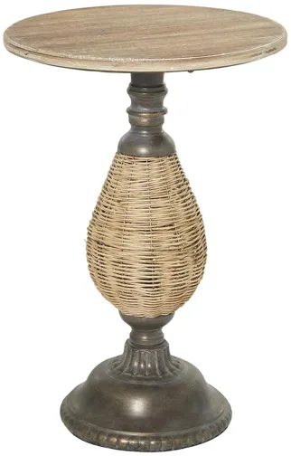 Ivy Collection Rattan Accent Table in Brown by UMA Enterprises