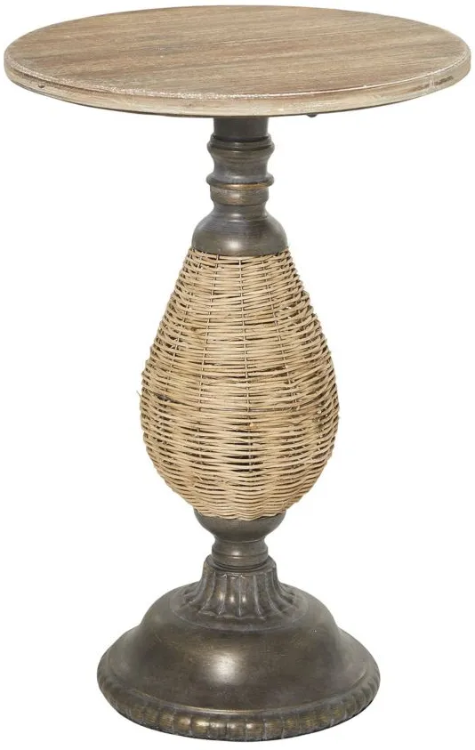 Ivy Collection Rattan Accent Table in Brown by UMA Enterprises