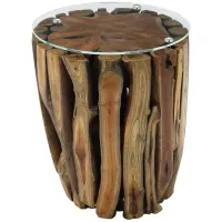 Ivy Collection Tree Trunk Accent Table in Brown by UMA Enterprises