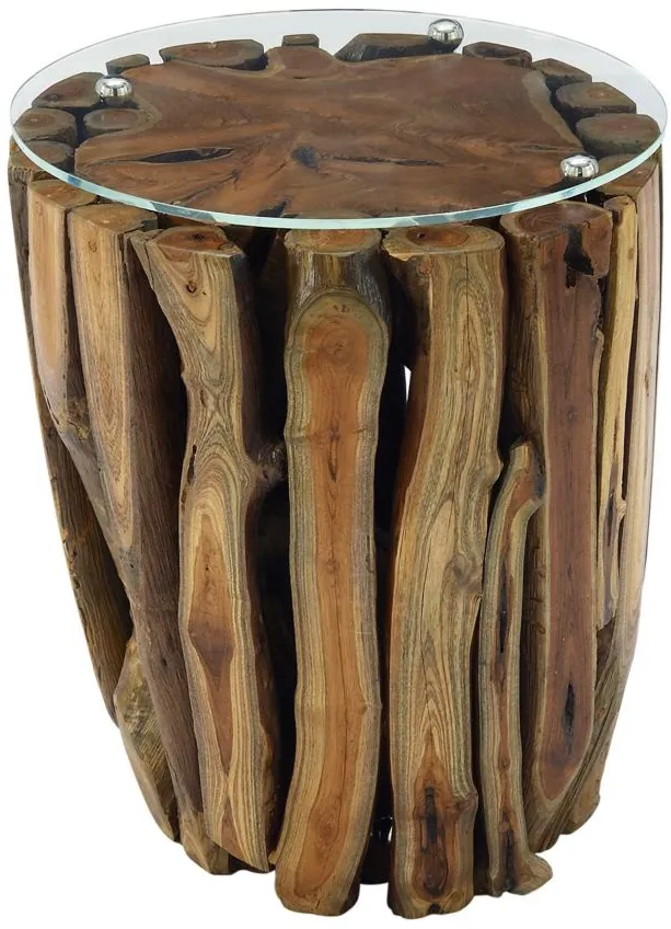 Ivy Collection Tree Trunk Accent Table in Brown by UMA Enterprises