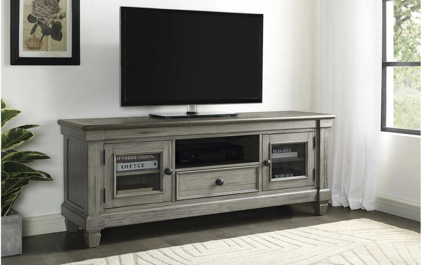 Lark Tv Console in Coffee and Antique Gray by Homelegance