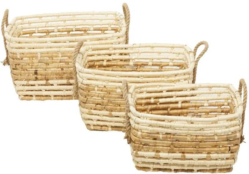 Ivy Collection Seagrass Storage Basket - Set of 3 in Brown by UMA Enterprises